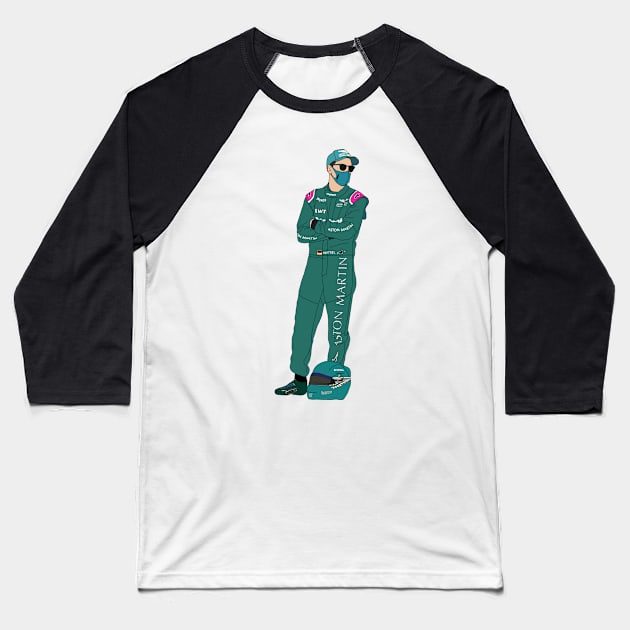 Sebastian Vettel- Arms Crossed Baseball T-Shirt by crashstappen